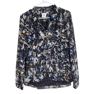 Cabi Women's Starry Night Ruffle Blouse Long Sheer Sleeves Medium